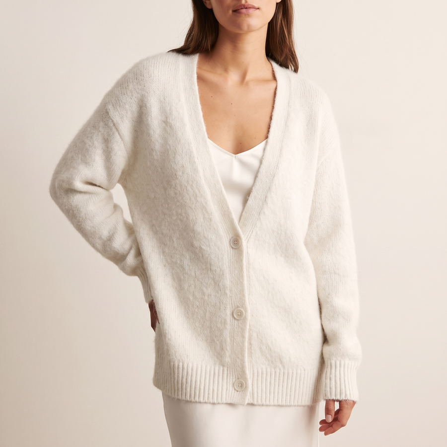 Women's Fluffy Button-Front Cardigan
