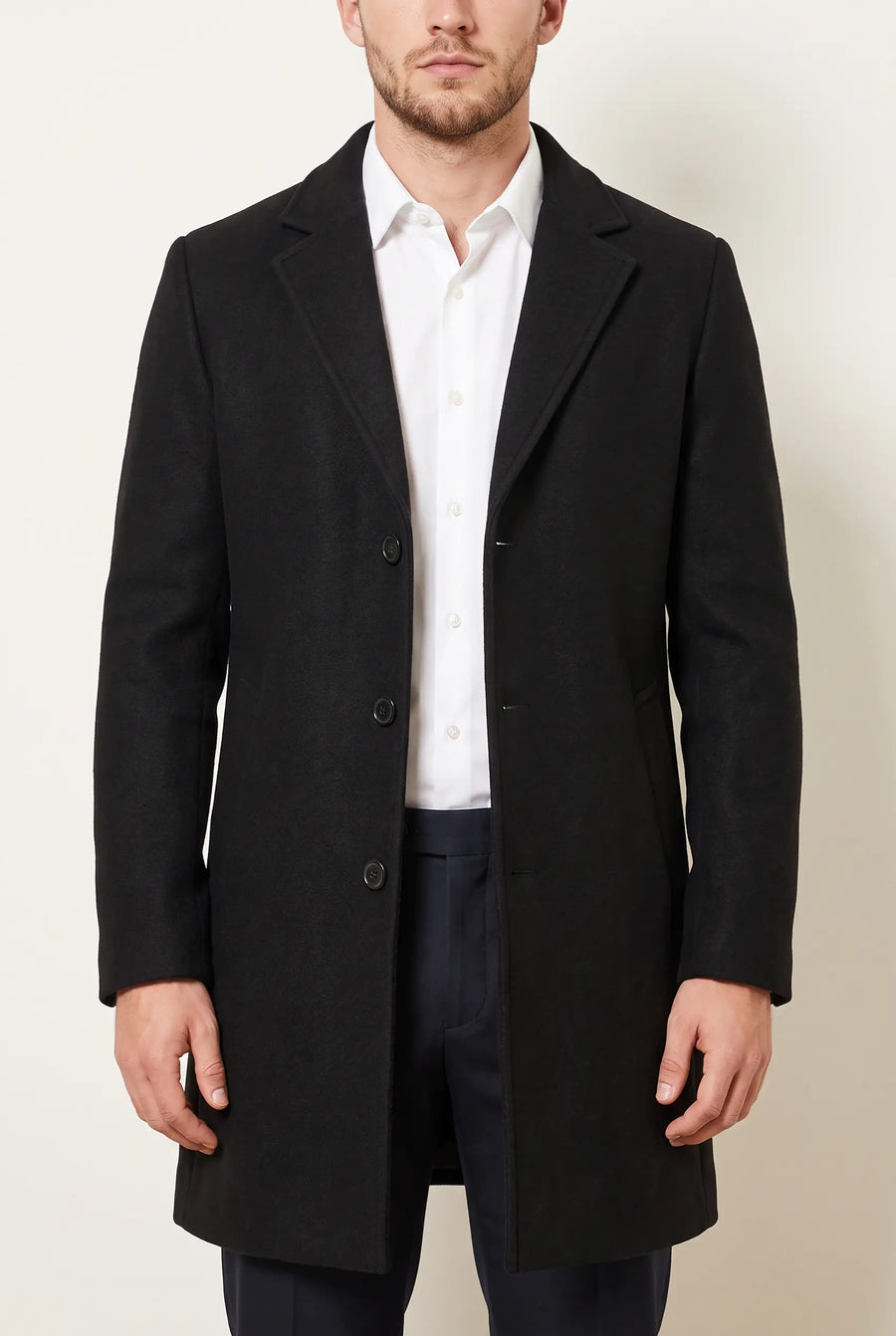 Men's Single-Breasted Long Overcoat