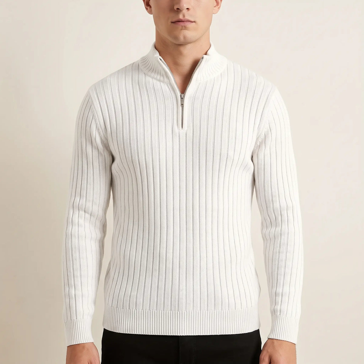 Men's Ribbed Knit Quarter-Zip Sweater
