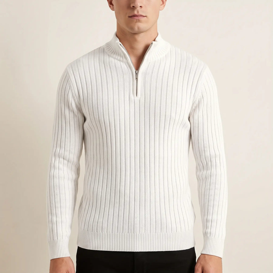Men's Ribbed Knit Quarter-Zip Sweater