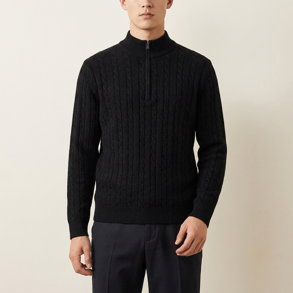 Men's Cable Knit Quarter-Zip Sweater