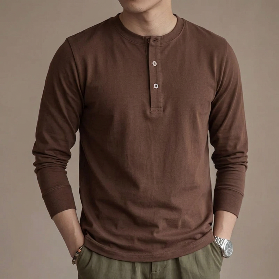 Men's Long Sleeve Henley Shirt