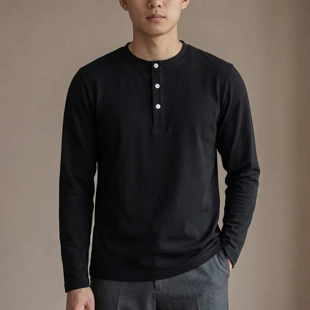 Men's Long Sleeve Henley Shirt