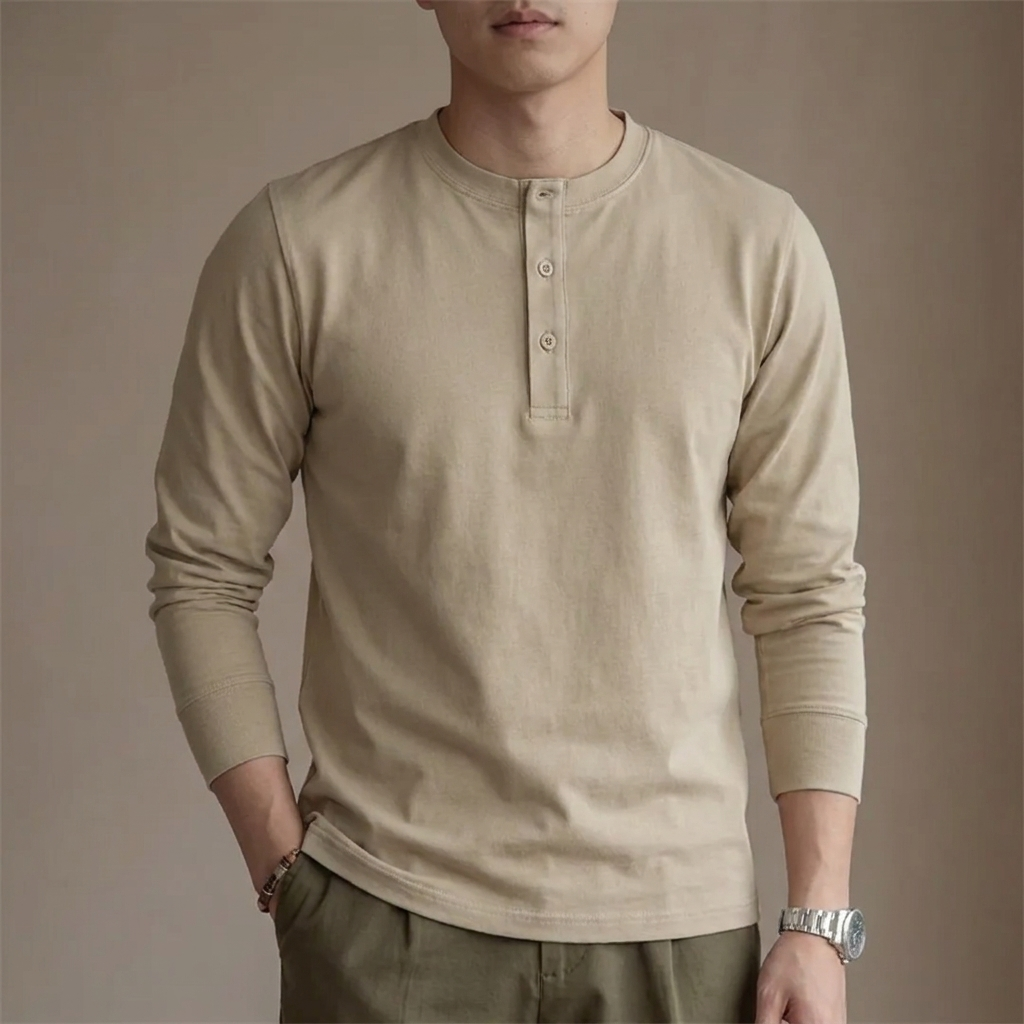Men's Long Sleeve Henley Shirt