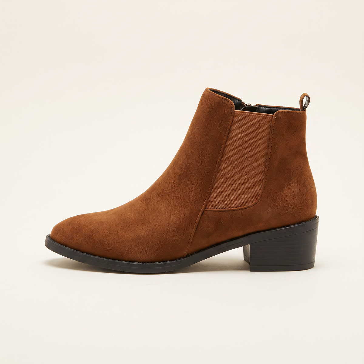 Women's Suede Chelsea Boots in Cognac, single side profile