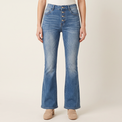 Women's Button-Front Flare Jeans, front view