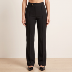Women's Tailored Flare Trousers in Black, front view