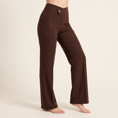Women's Tailored Flare Trousers in Brown, 3/4 angle