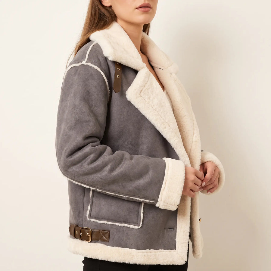 Women's Shearling-Effect Aviator Jacket