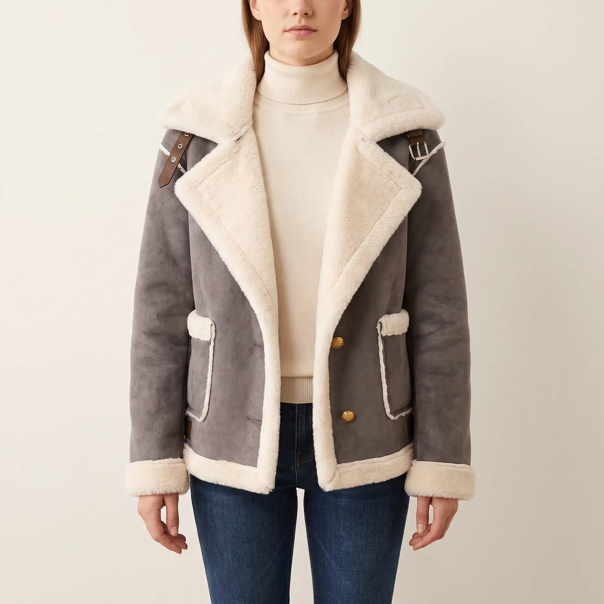 Women's Shearling-Effect Aviator Jacket