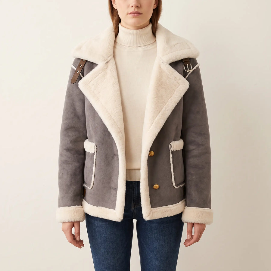 Women's Shearling-Effect Aviator Jacket