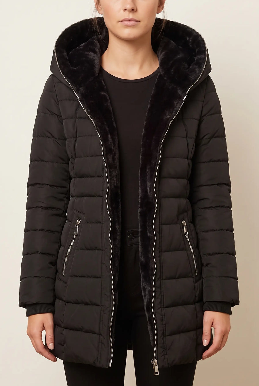 Women's Hooded Fur-Lined Puffer Coat